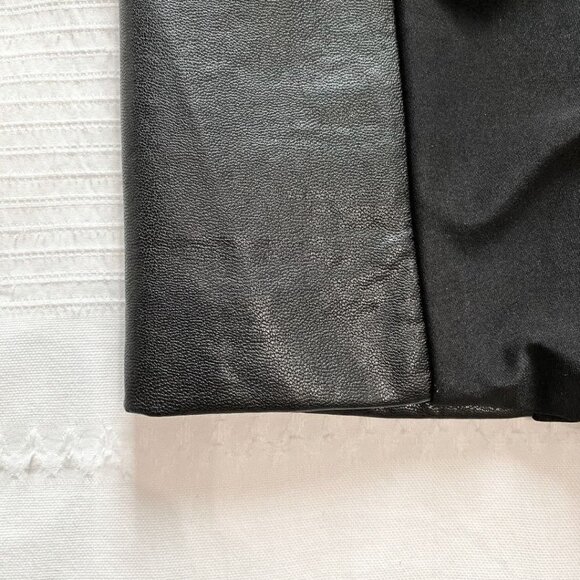 NWT FRANK LYMAN BLACK FAUX LEATHER DRAPED COMBO SLEEVELESS SHEATH COCKTAIL DRESS - Picture 11 of 12